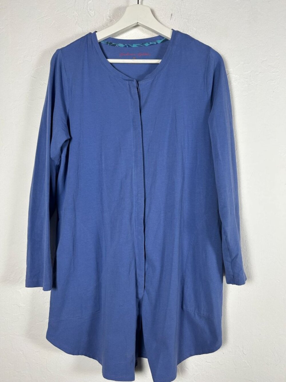 Gudrun Sjoden Organic Cotton Blue Long Sleeve Button Front Tunic Top Medium
